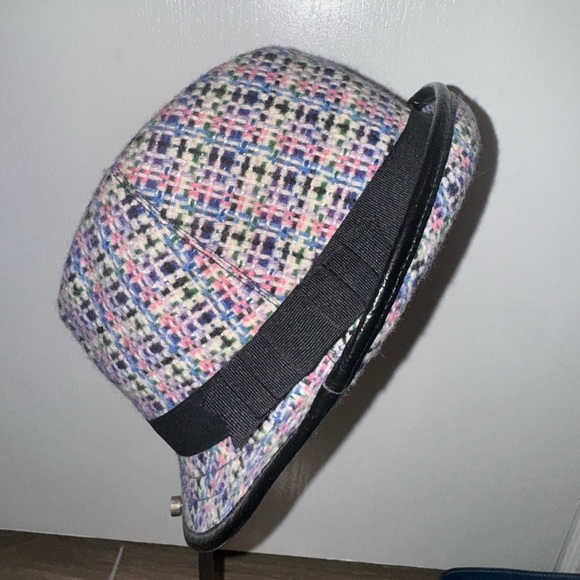 Coach Accessories - Chic Coach Polyester Plaid Knit Fedora - Blue, Pink & Black" Size P/S
